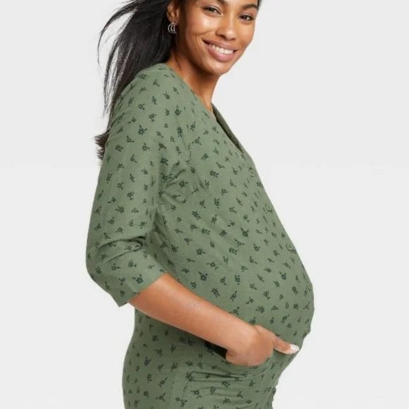 The Nines by Hatch Button Romper Jumpsuit Green Floral Maternity Size XXL - Picture 3 of 15